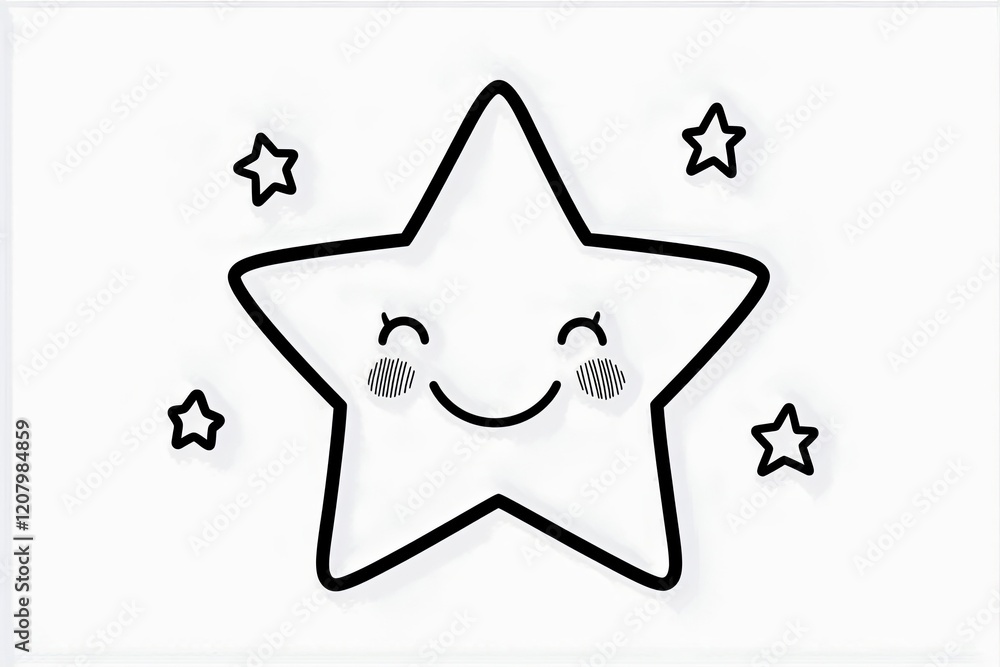Poster smiling star with simple twinkling lines around it.