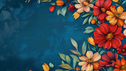 Beautiful floral pattern with delicate flowers, leaves, perfect for spring and summer wallpaper, fabric, or vintage decorations