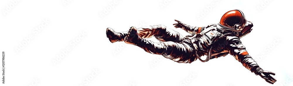 Poster an astronaut floating in space, showcasing the vastness and adventure of space exploration.