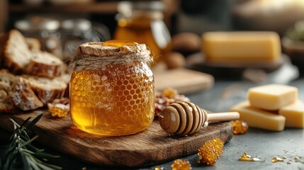 Rustic honey jar delight charcuterie board elegant