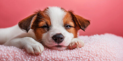 Sleeping puppy cozy home pet photography soft environment close-up view adorable animal concept for seo impact
