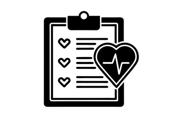 Health Check Line Art Icon on Clean White Background