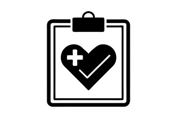 Health Check Line Art Icon on Clean White Background