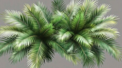 Detailed Isolated Green Palm Tree on Transparent Background