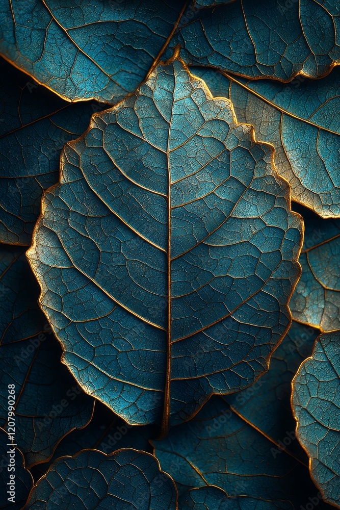 Poster intricate leaf patterns nature macro photography artistic environment close-up perspective textural 