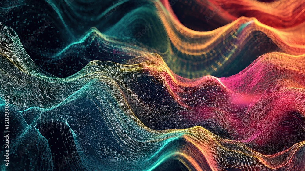 Aufkleber dynamic futuristic abstract wave background with colorful lines