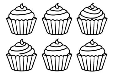 Cupcake Doodle Set Line Art Edition
