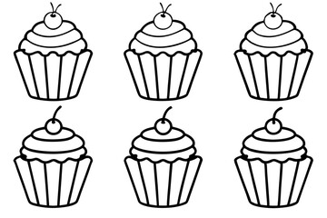 Cupcake Doodle Set Line Art Edition