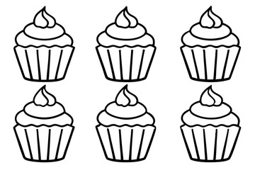 Cupcake Doodle Set Line Art Edition