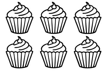 Cupcake Doodle Set Line Art Edition