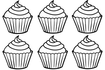Cupcake Doodle Set Line Art Edition