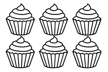 Cupcake Doodle Set Line Art Edition
