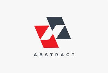 letter N placed on two Geometric Shape Logo Element. Minimalist Modern Logo Negative space Style, Usable for Business, Branding, Identity, Corporate, Company, Marketing, that  Related with Letter N.