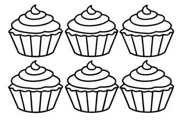 Cupcake Doodle Set Line Art Edition