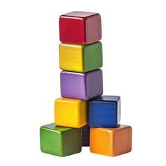 Colorful Wooden Blocks Stacked in a Creative Pattern for Educational Games and Childrens Toys