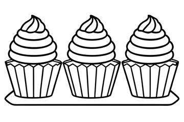 Cupcake Doodle Set Line Art Edition