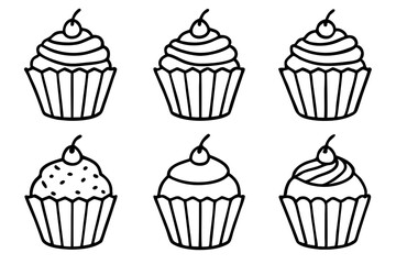Cupcake Doodle Set Line Art Edition
