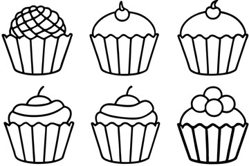 Cupcake Doodle Set Line Art Edition