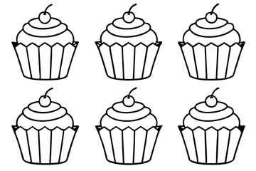 Cupcake Doodle Set Line Art Edition