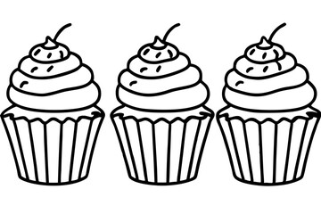 Cupcake Doodle Set Line Art Edition