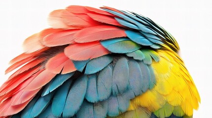 Obraz premium Colorful Budgerigar Feathers on White Background, Isolated View