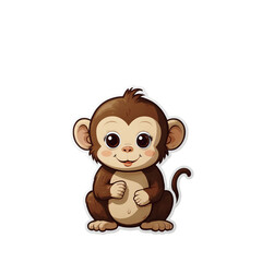 Obraz premium Adorable Cartoon Monkey Illustration – Cute Baby Monkey Vector Art for Stickers, Kids, and Digital Designs