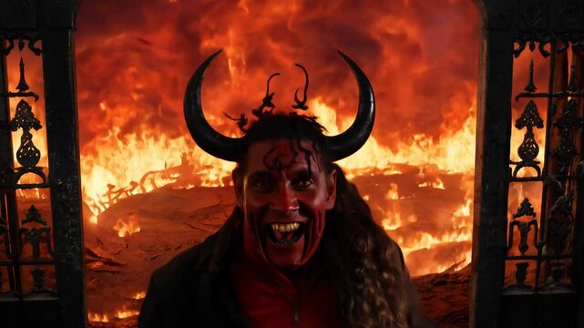 4k video of a devil in Hell.