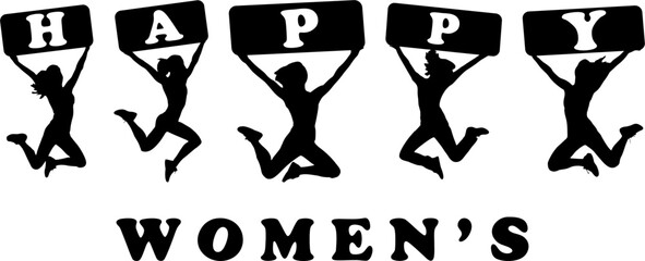 happy women's silhouette vector