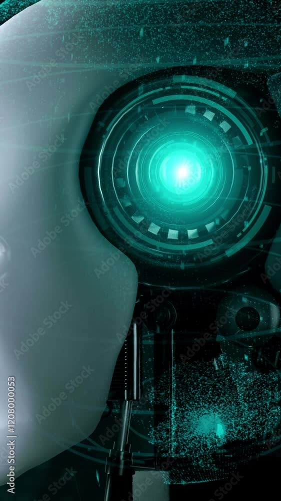 Poster futuristic robot artificial intelligence huminoid ai data analytic technology development and machin