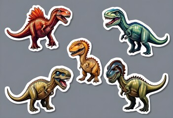 Obraz premium dinosaur stickers, each sticker in a unique color - 02