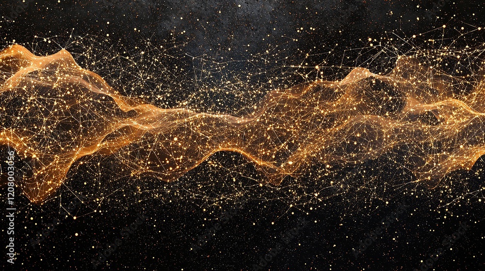 Poster futuristic network of particles and lines in vibrant visualization