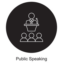 Public Speaking Icon, Mastering the Stage Tips for Confident Public Speaking, Speak with Impact: The Art of Effective Public Speaking, vector