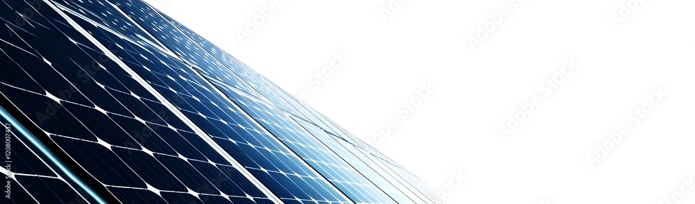 Poster abstract representation of solar panels with a gradient background.