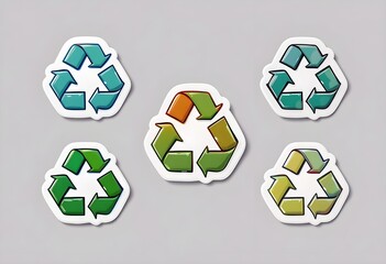 Obraz premium recycling icon stickers, each with a different color - 02