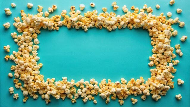 Buttery popcorn border on a teal background, perfect for movie night or snack time announcements