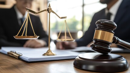 Scales of Justice and Gavel on Legal Documents:  Symbol of Law and Order