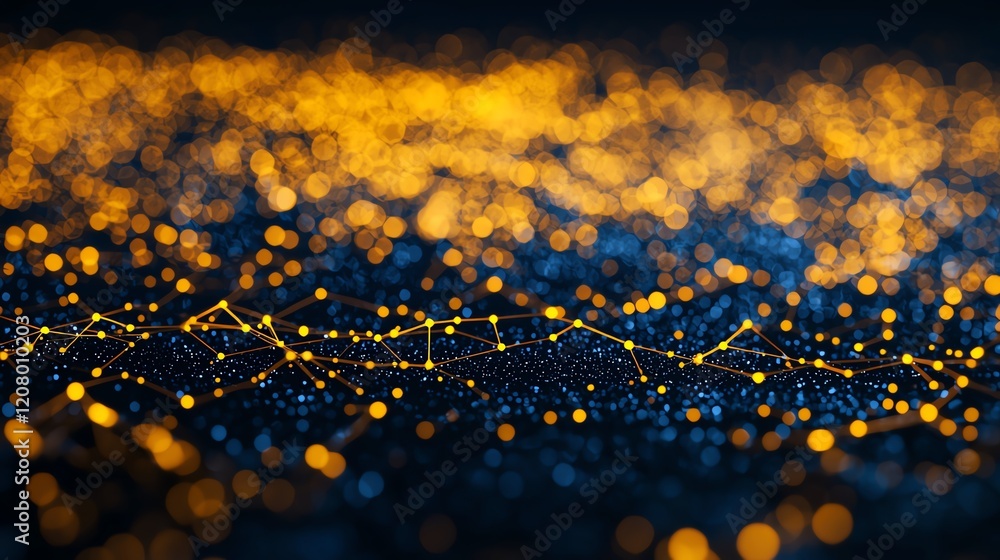 Aufkleber abstract network connections with glowing dots in dark tones, symbolizing digital data flow.