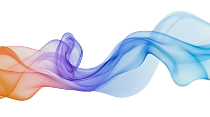 Abstract wave design with fluid, colorful curves in blue, orange, and purple, creating a dynamic and soothing visual effect, featuring soft, transparent gradients for a minimalistic, elegant, modern