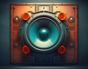 Fototapeta premium industrial speaker system mounted on wall for communication and alerts