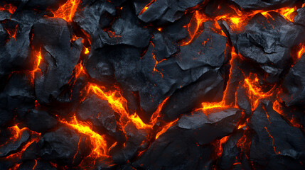 Coals burning in the fireplace