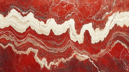 Red marble slab with white vein, close-up, textured background, luxury design