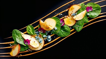 Apple and Spinach Salad with Blue Cheese – Modern Gourmet Plating for Healthy and Elegant Menus