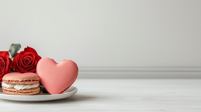 Delicate macarons with roses, ideal for romantic occasions and sweet celebrations.