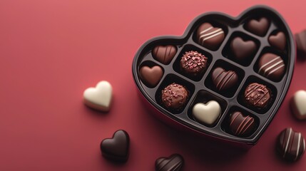 Delicious heart-shaped chocolates in a box for romantic occasions and celebrations.
