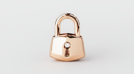 Naklejka premium A Rose Gold Padlock Isolated on White Background