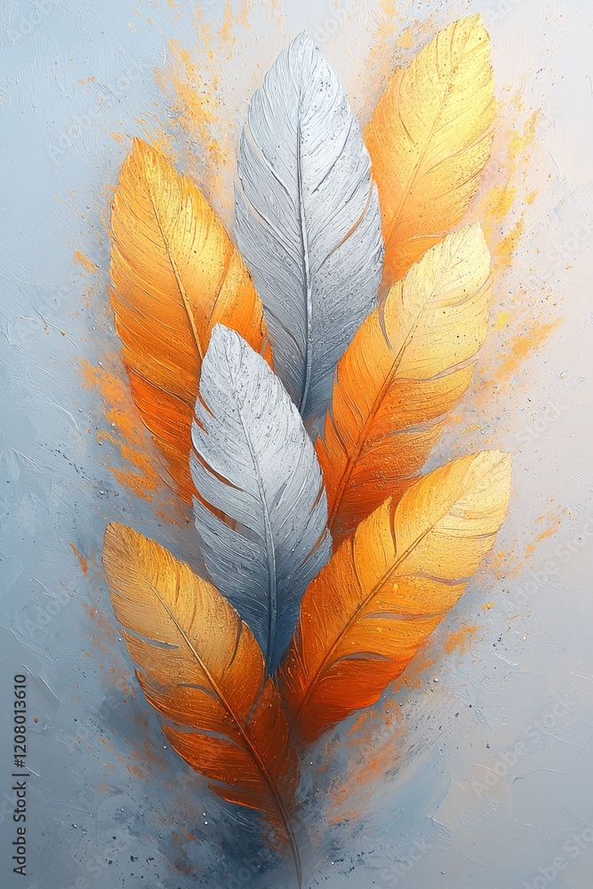 Poster artistic display of colorful leaves abstract background digital artwork creative environment close-u