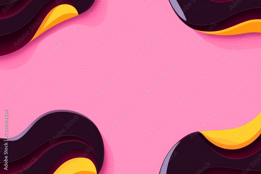 Aufkleber colorful abstract waves create a playful design against a simple pink background