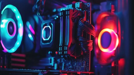 RGB PC Components Close-Up: Neon Lights and Hardware Aesthetics