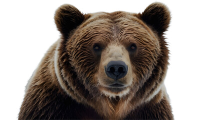 brown bear close up isolated on white, transparent background png 