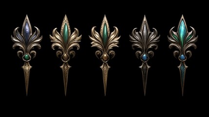 Ornate Decorative Arrowhead Designs in Five Variations